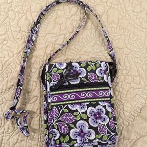 Vera Bradley Lavender and Green Floral Crossbody Bag
